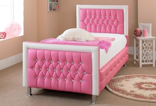 Pink leather bed 3ft - 3ft, new