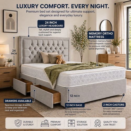 Plush divan bed set - plush, with